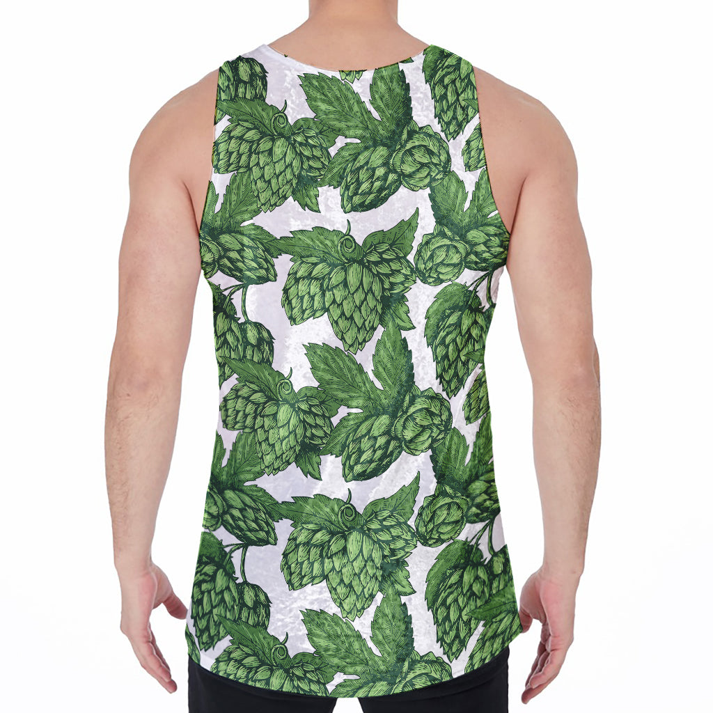 Vintage Hop Cone Pattern Print Men's Velvet Tank Top