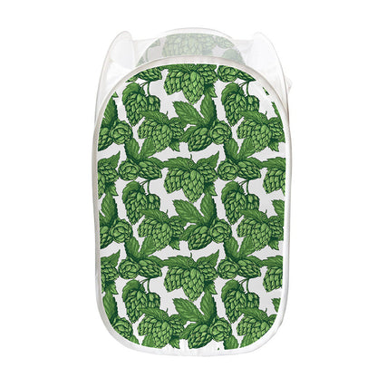 Vintage Hop Cone Pattern Print Mesh Laundry Hamper