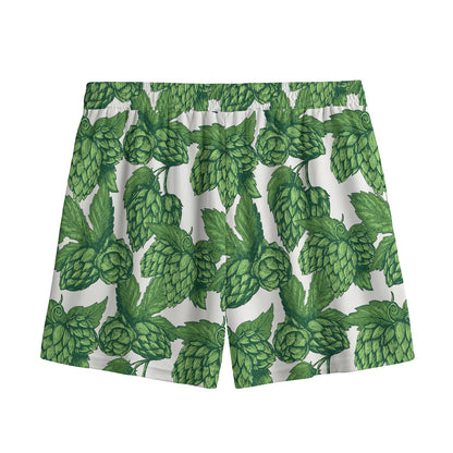 Vintage Hop Cone Pattern Print Mesh Shorts