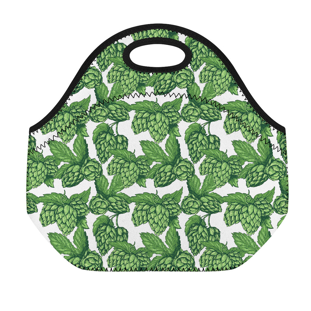 Vintage Hop Cone Pattern Print Neoprene Lunch Bag