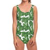 Vintage Hop Cone Pattern Print One Piece Swimsuit