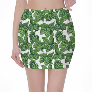 Vintage Hop Cone Pattern Print Pencil Mini Skirt