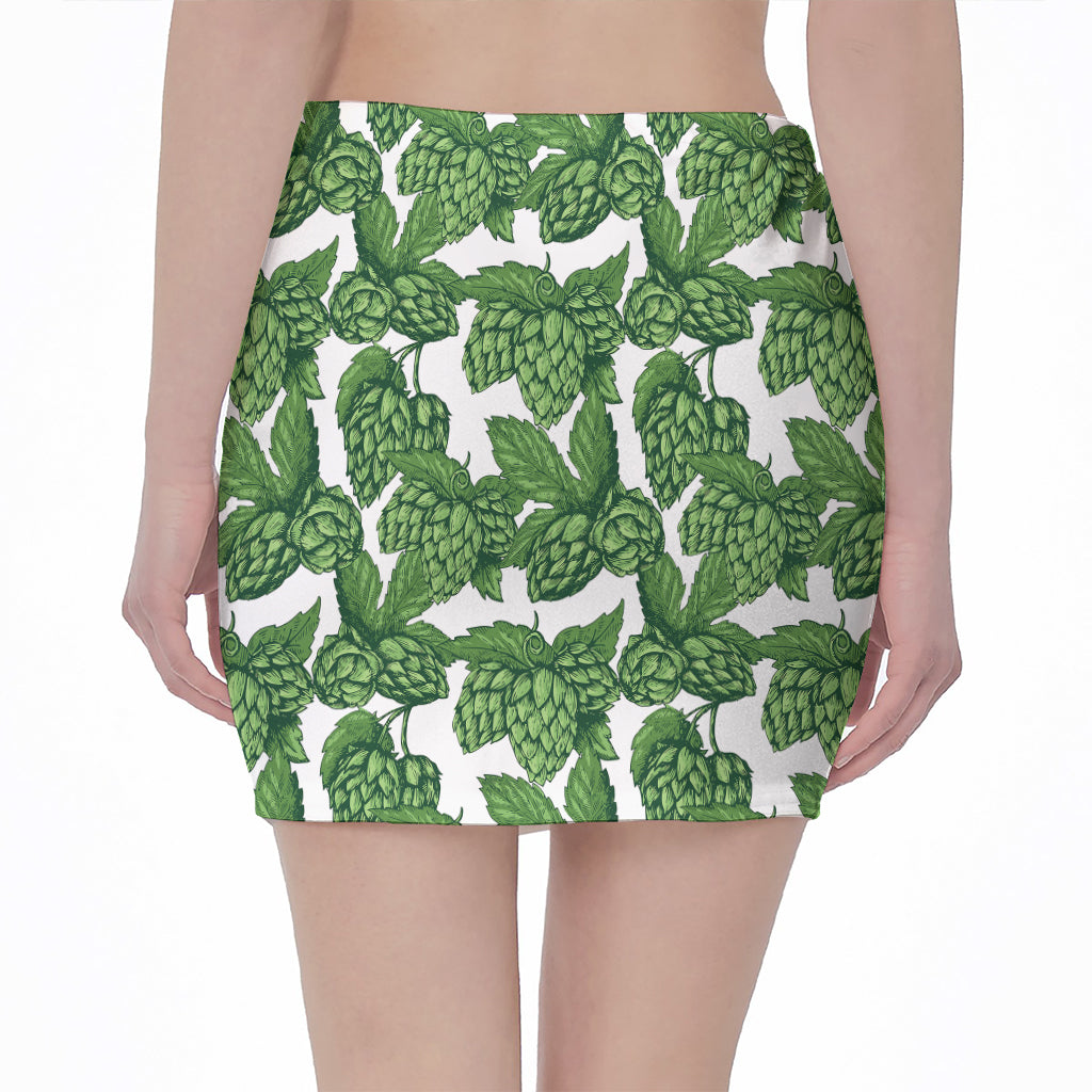 Vintage Hop Cone Pattern Print Pencil Mini Skirt