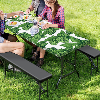Vintage Hop Cone Pattern Print Picnic Table Cover