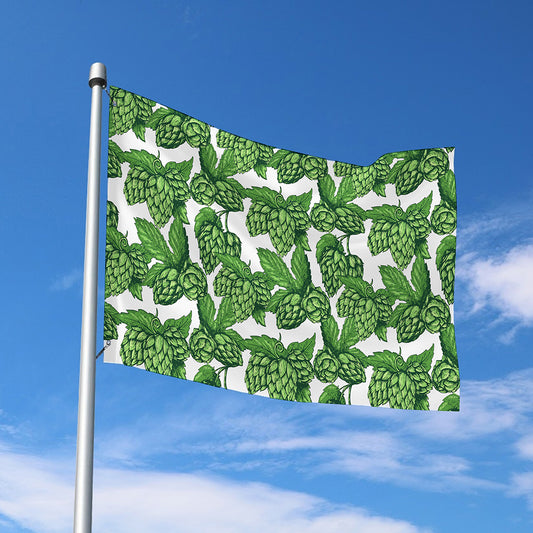 Vintage Hop Cone Pattern Print Polyester Flag