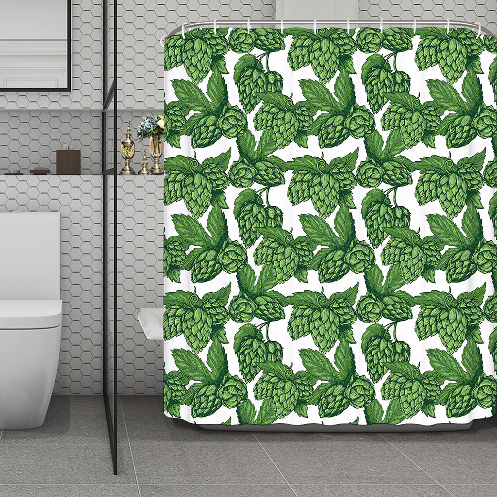 Vintage Hop Cone Pattern Print Polyester Shower Curtain