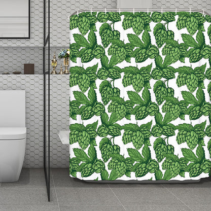 Vintage Hop Cone Pattern Print Polyester Shower Curtain