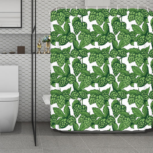 Vintage Hop Cone Pattern Print Polyester Shower Curtain