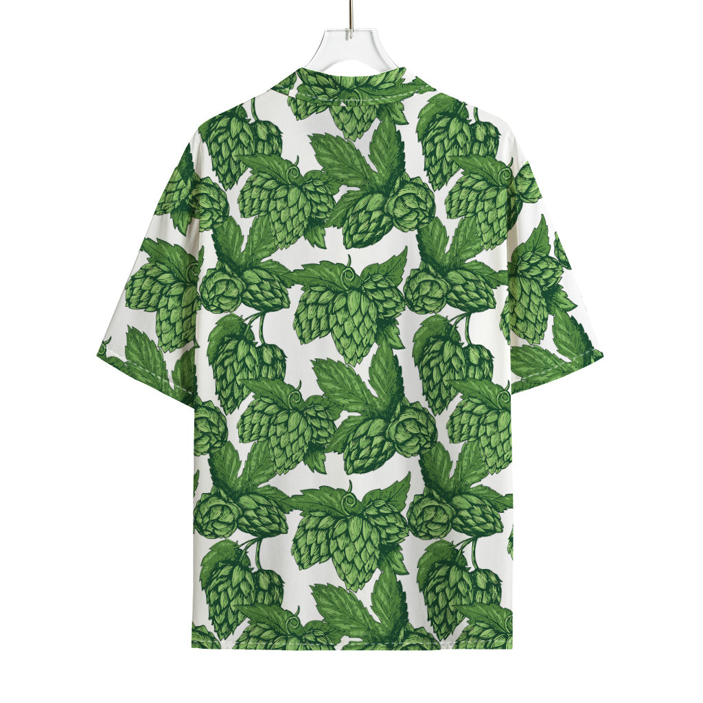 Vintage Hop Cone Pattern Print Rayon Hawaiian Shirt