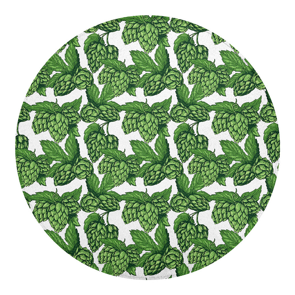 Vintage Hop Cone Pattern Print Round Blanket