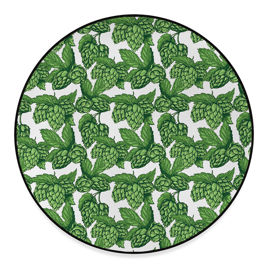 Vintage Hop Cone Pattern Print Round Floor Mat