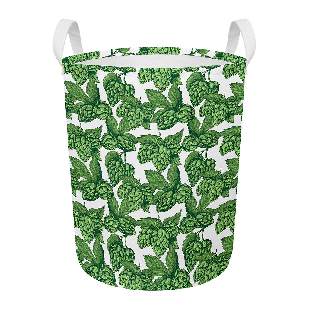 Vintage Hop Cone Pattern Print Round Laundry Basket