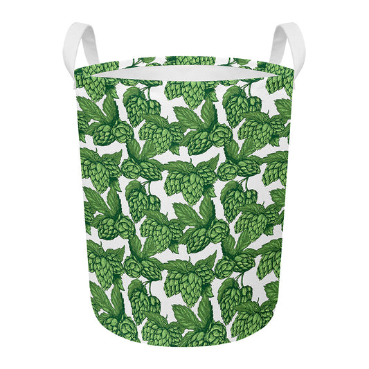 Vintage Hop Cone Pattern Print Round Laundry Basket