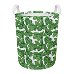 Vintage Hop Cone Pattern Print Round Laundry Basket