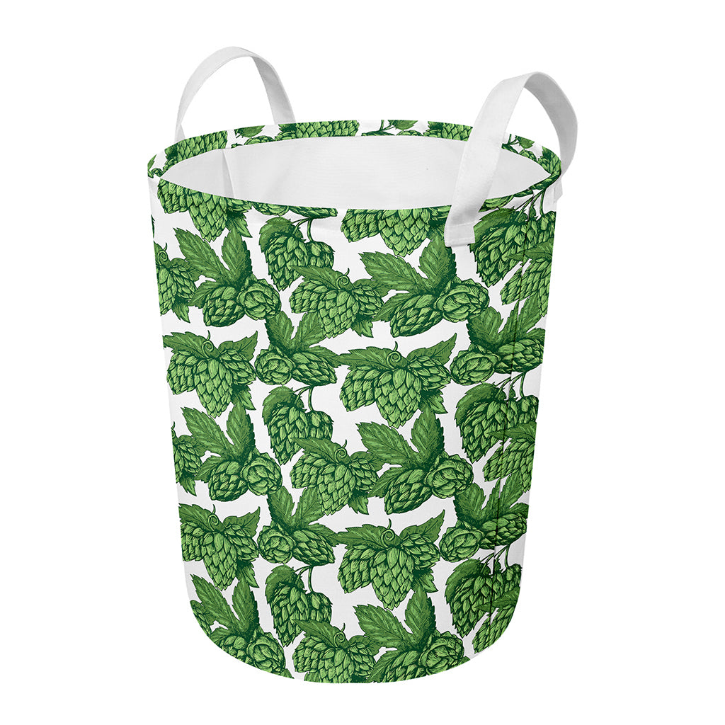 Vintage Hop Cone Pattern Print Round Laundry Basket