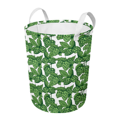 Vintage Hop Cone Pattern Print Round Laundry Basket