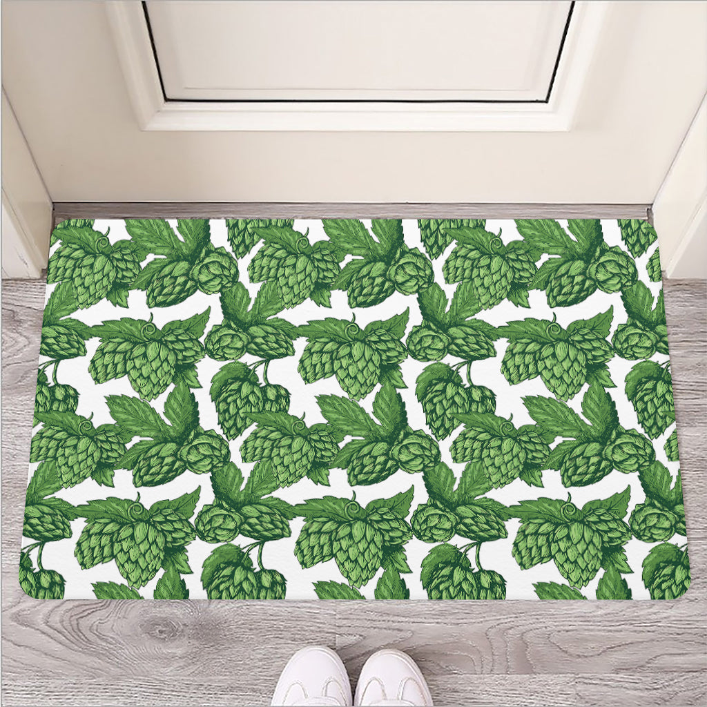 Vintage Hop Cone Pattern Print Rubber Doormat