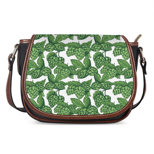 Vintage Hop Cone Pattern Print Saddle Bag