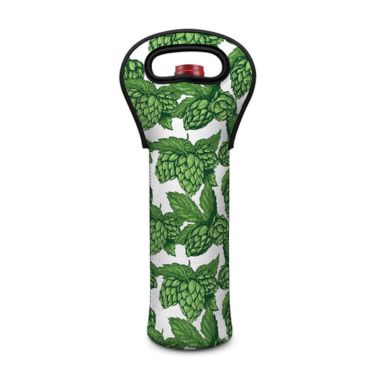 Vintage Hop Cone Pattern Print Single Neoprene Wine Tote