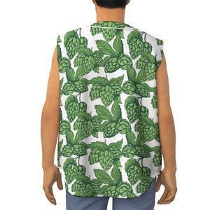 Vintage Hop Cone Pattern Print Sleeveless Baseball Jersey