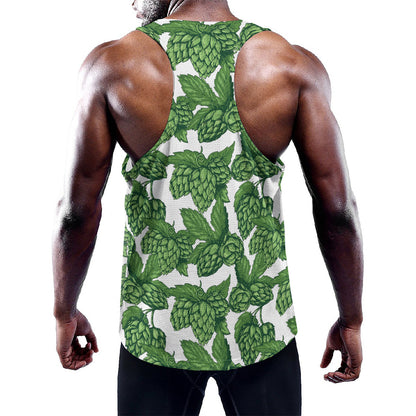 Vintage Hop Cone Pattern Print Training Tank Top