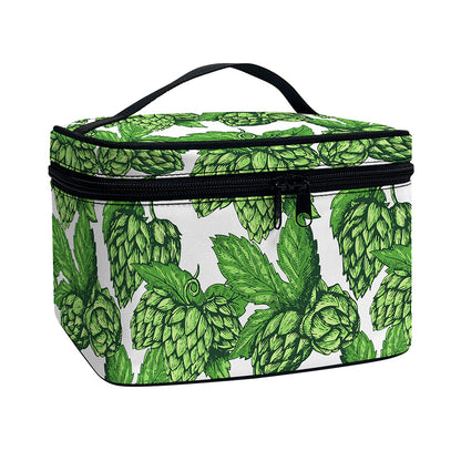 Vintage Hop Cone Pattern Print Travel Makeup Bag