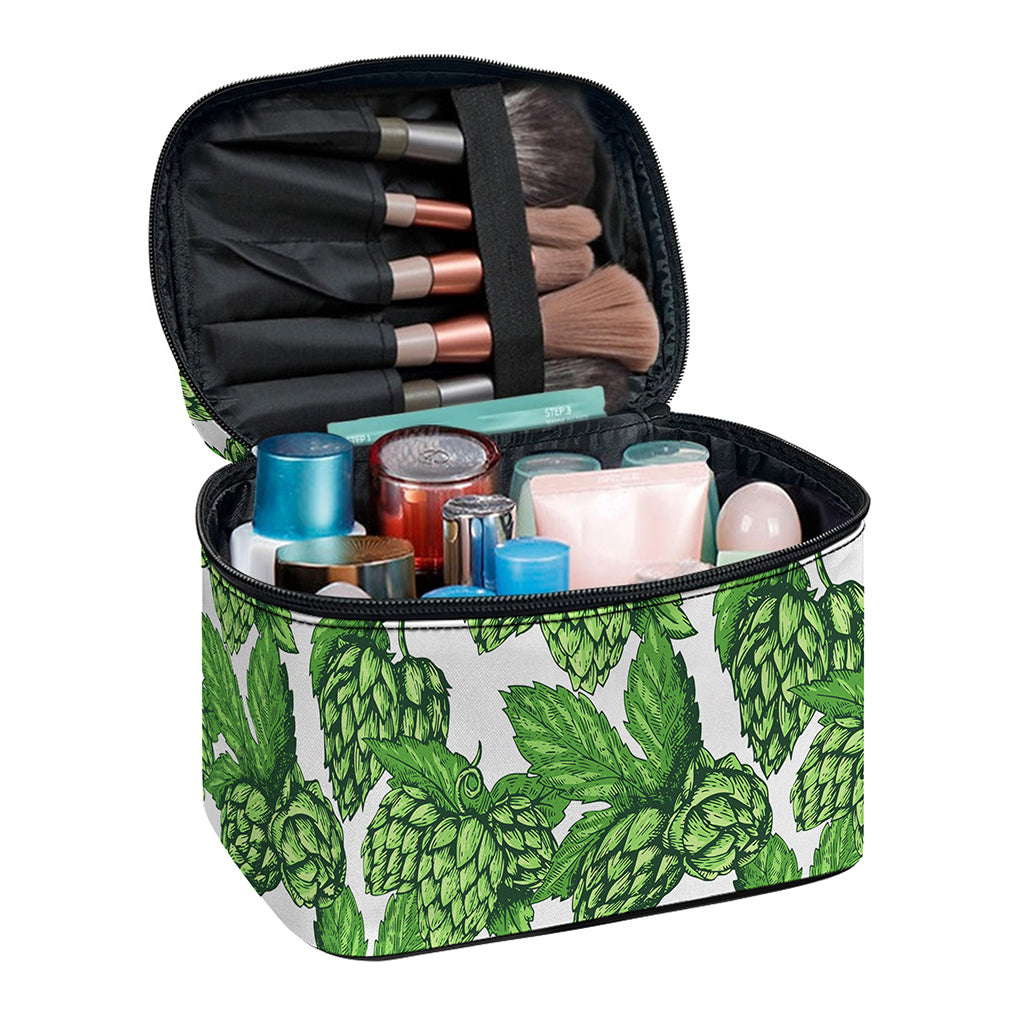 Vintage Hop Cone Pattern Print Travel Makeup Bag
