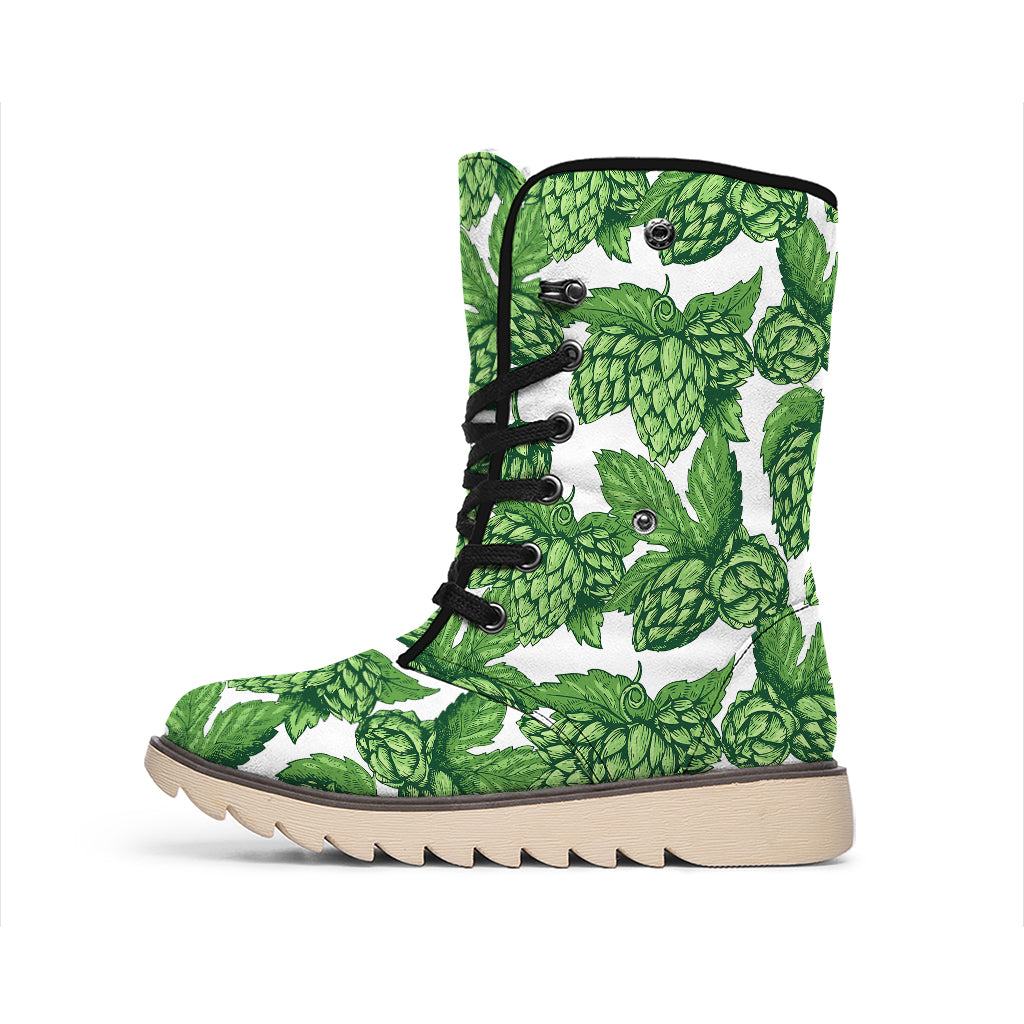 Vintage Hop Cone Pattern Print Winter Boots