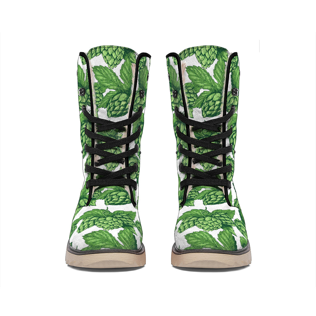 Vintage Hop Cone Pattern Print Winter Boots