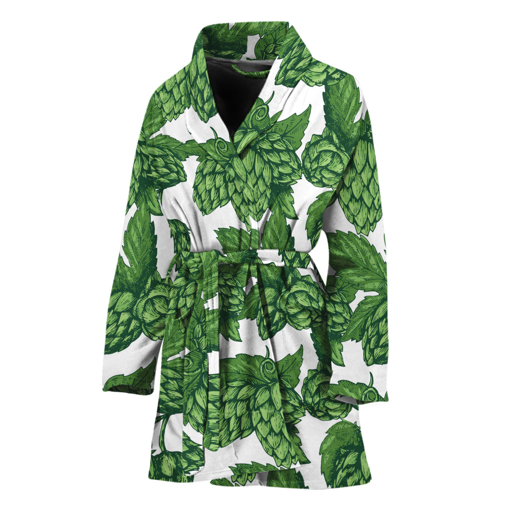 Vintage Hop Cone Pattern Print Women's Bathrobe