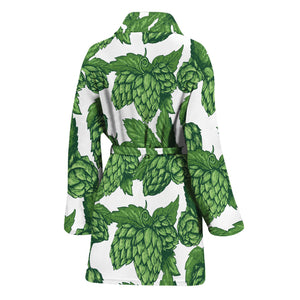 Vintage Hop Cone Pattern Print Women's Bathrobe