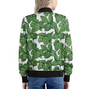 Vintage Hop Cone Pattern Print Women's Bomber Jacket