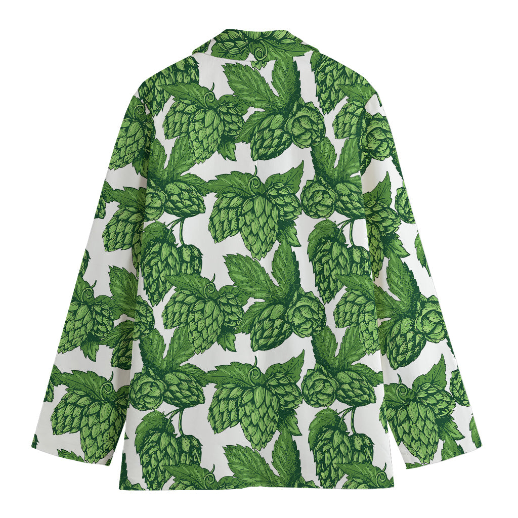 Vintage Hop Cone Pattern Print Women's Cotton Blazer