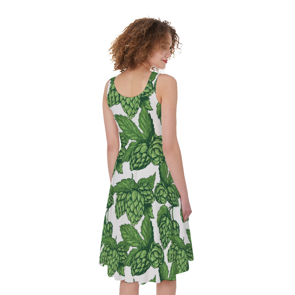 Vintage Hop Cone Pattern Print Women's Sleeveless Dress