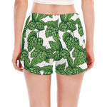Vintage Hop Cone Pattern Print Women's Split Running Shorts