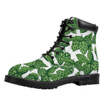 Vintage Hop Cone Pattern Print Work Boots