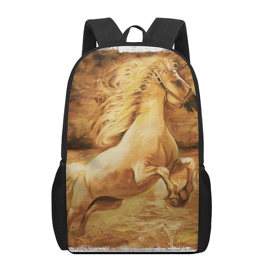 Vintage Horse Painting Print 17 Inch Backpack