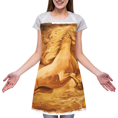 Vintage Horse Painting Print Adjustable Apron