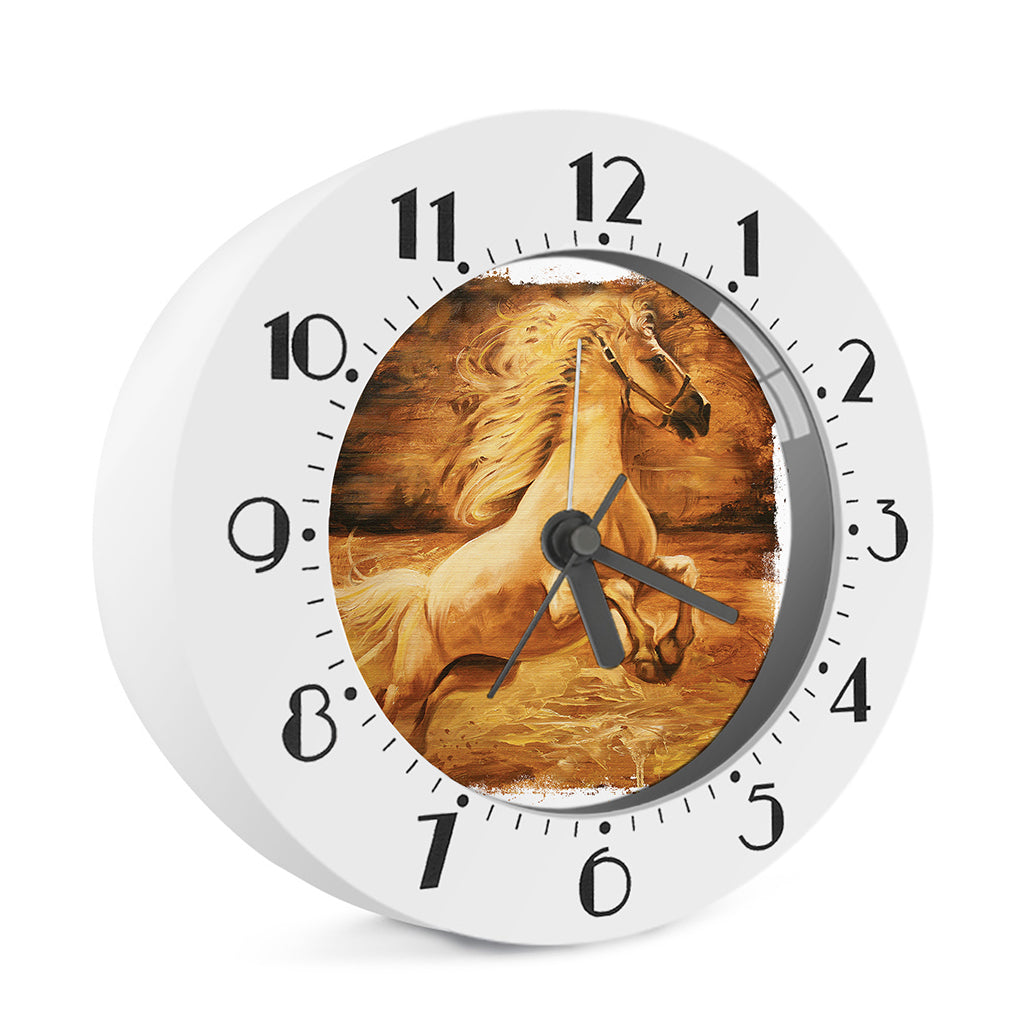 Vintage Horse Painting Print Alarm Clock