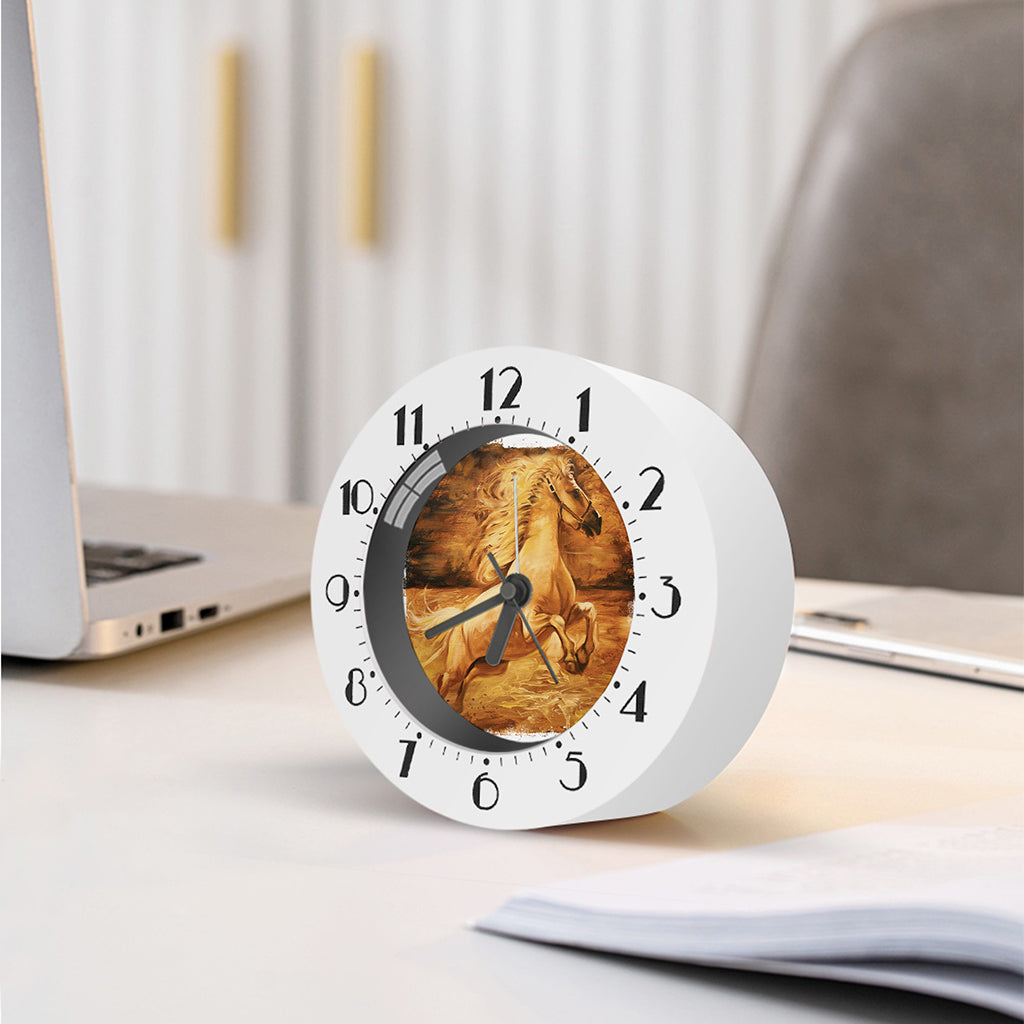 Vintage Horse Painting Print Alarm Clock