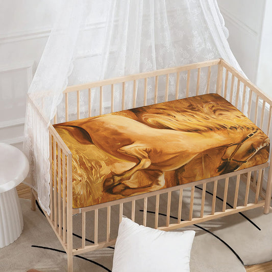 Vintage Horse Painting Print Baby Crib Sheet