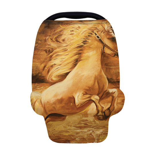 Vintage Horse Painting Print Baby Seat Cover