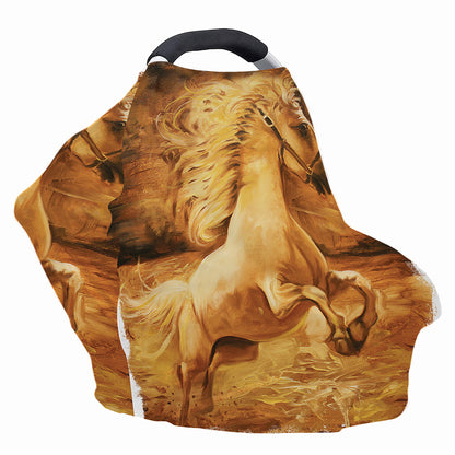 Vintage Horse Painting Print Baby Seat Cover