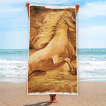 Vintage Horse Painting Print Beach Towel
