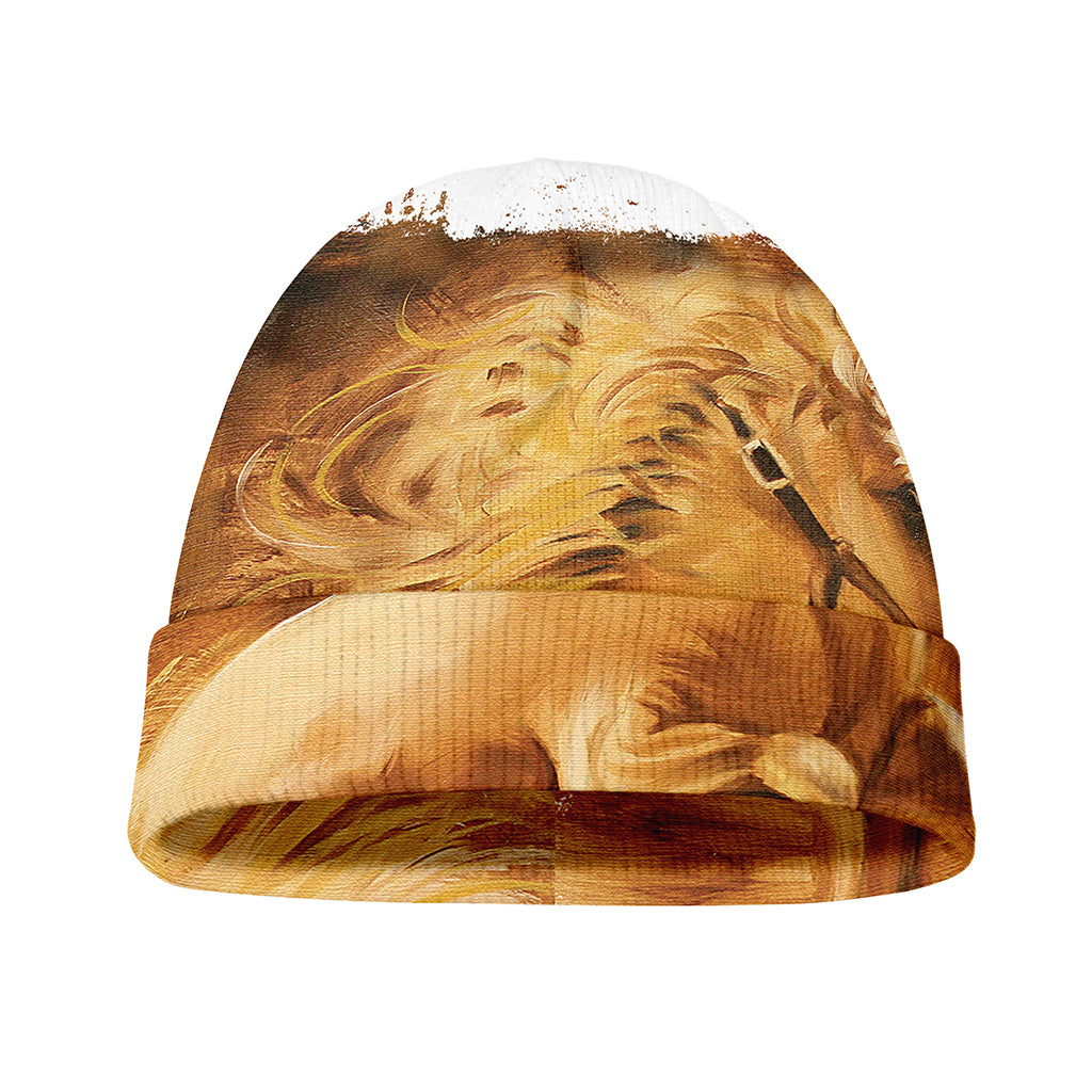 Vintage Horse Painting Print Beanie