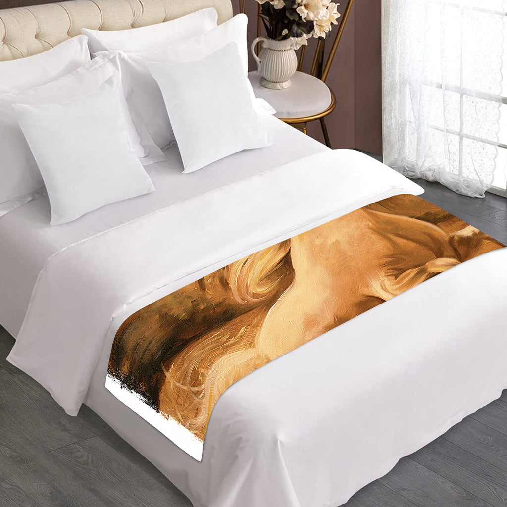 Vintage Horse Painting Print Bed Runner