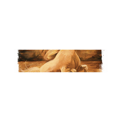 Vintage Horse Painting Print Bed Runner