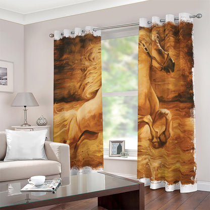 Vintage Horse Painting Print Blackout Grommet Curtains