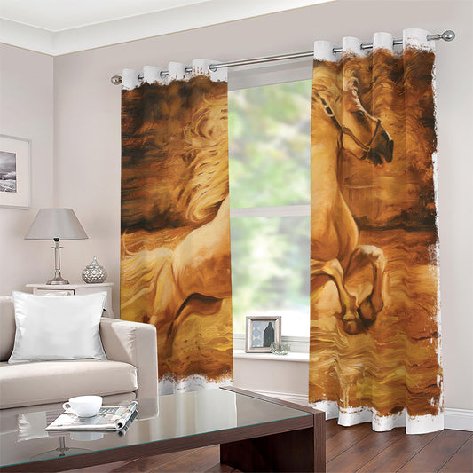 Vintage Horse Painting Print Blackout Grommet Curtains
