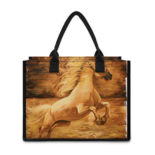 Vintage Horse Painting Print Canvas Tote Bag